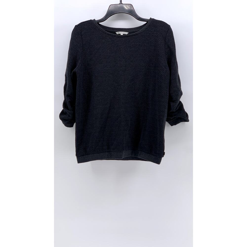 DENIM TOM TAILOR Women's Black Textured Crewneck Top SZ L